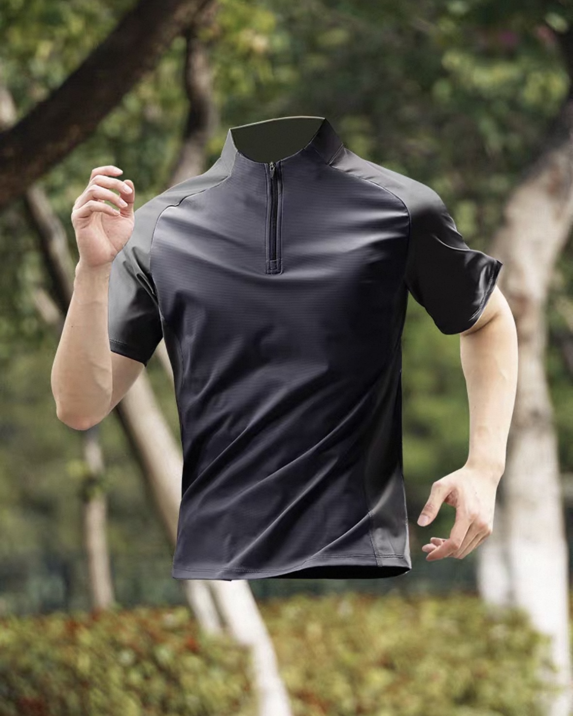 sports T-shirt men's half zipper training fitness clothes