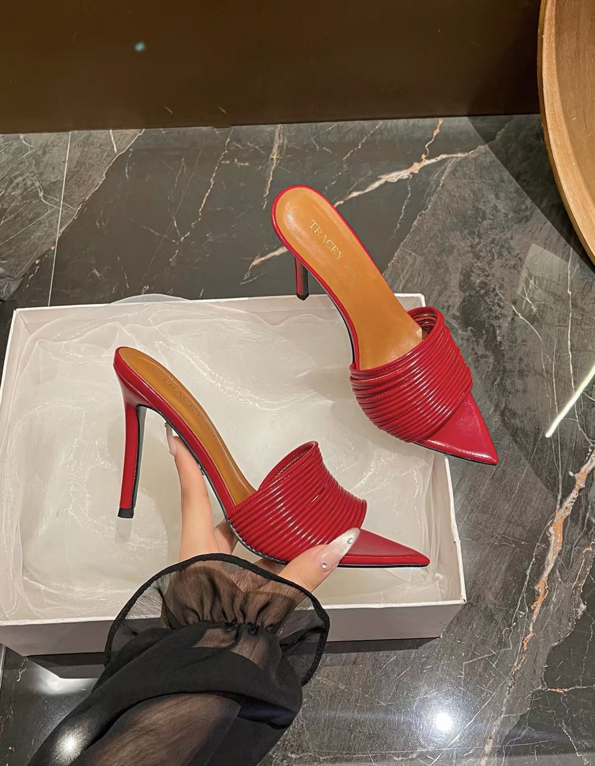 High-heeled women's thin-heeled half-shoe
