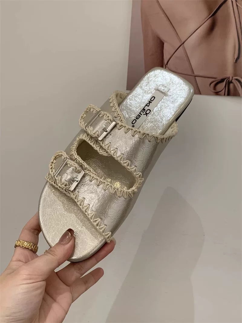 Thick-soled lace slippers women's summer outerwear