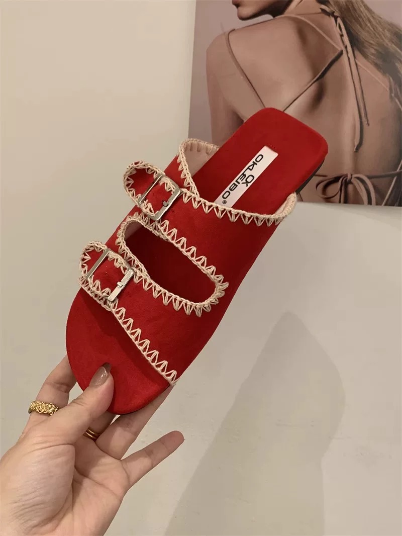Thick-soled lace slippers women's summer outerwear