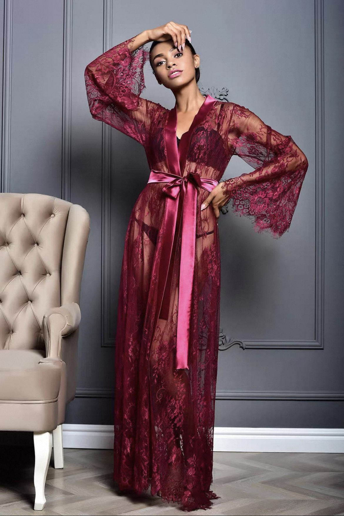 Sexy Lingerie hollow lace pajama set