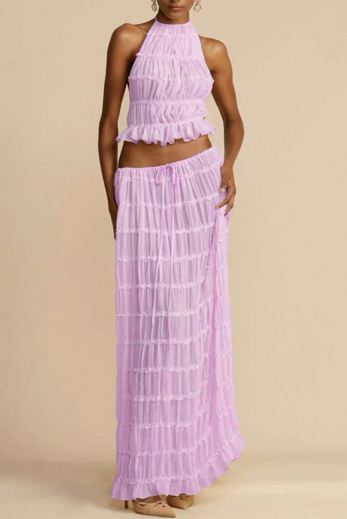 Sexy backless sleeveless vacation long skirt