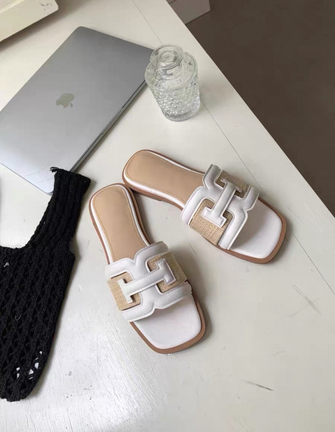 vacation style square slippers