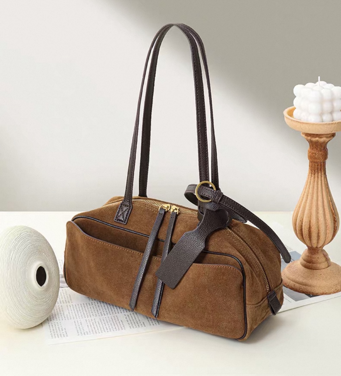 Women's leather armpit bag