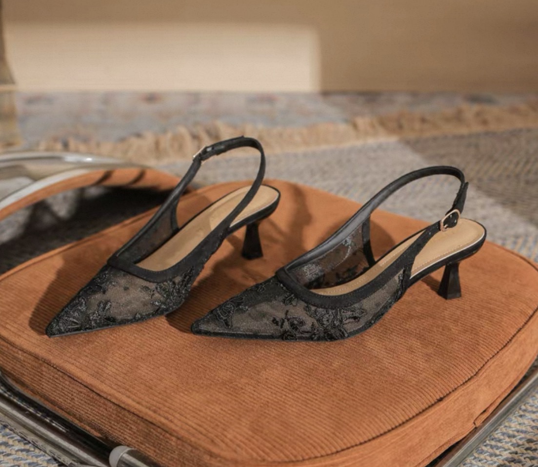 Sexy mesh thin heel