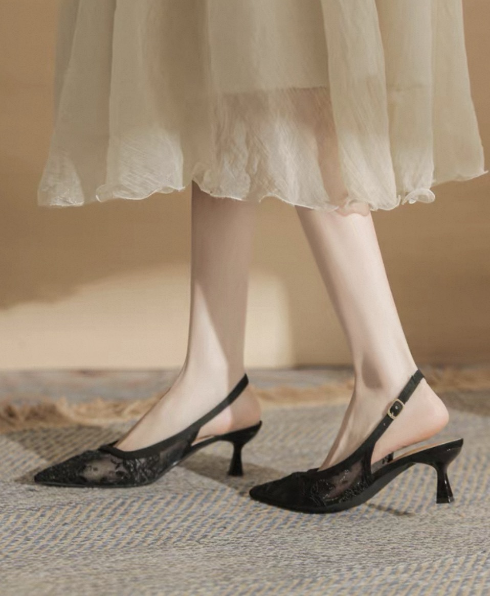 Sexy mesh thin heel